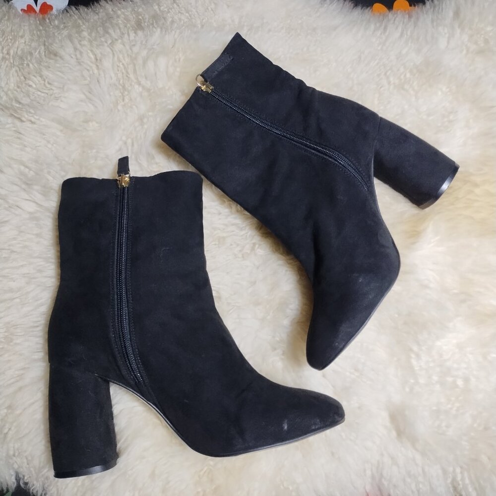 Topshop Faux Suede Black Madame Floral Embroidery Boots-Sz 9.5 - Picture 4 of 11